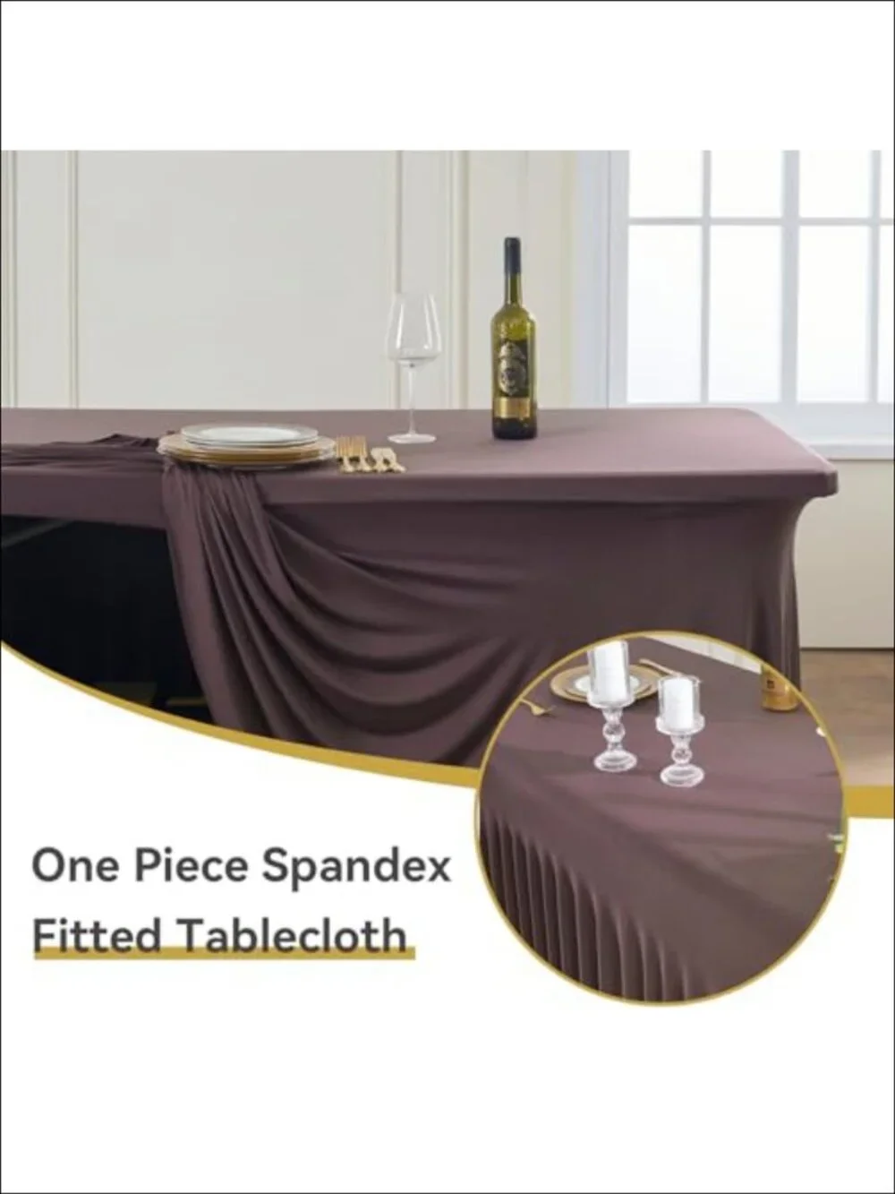 Spandex Tablecloth 6FT Rectangle Table Cover 4 Pack Wrinkle-Free